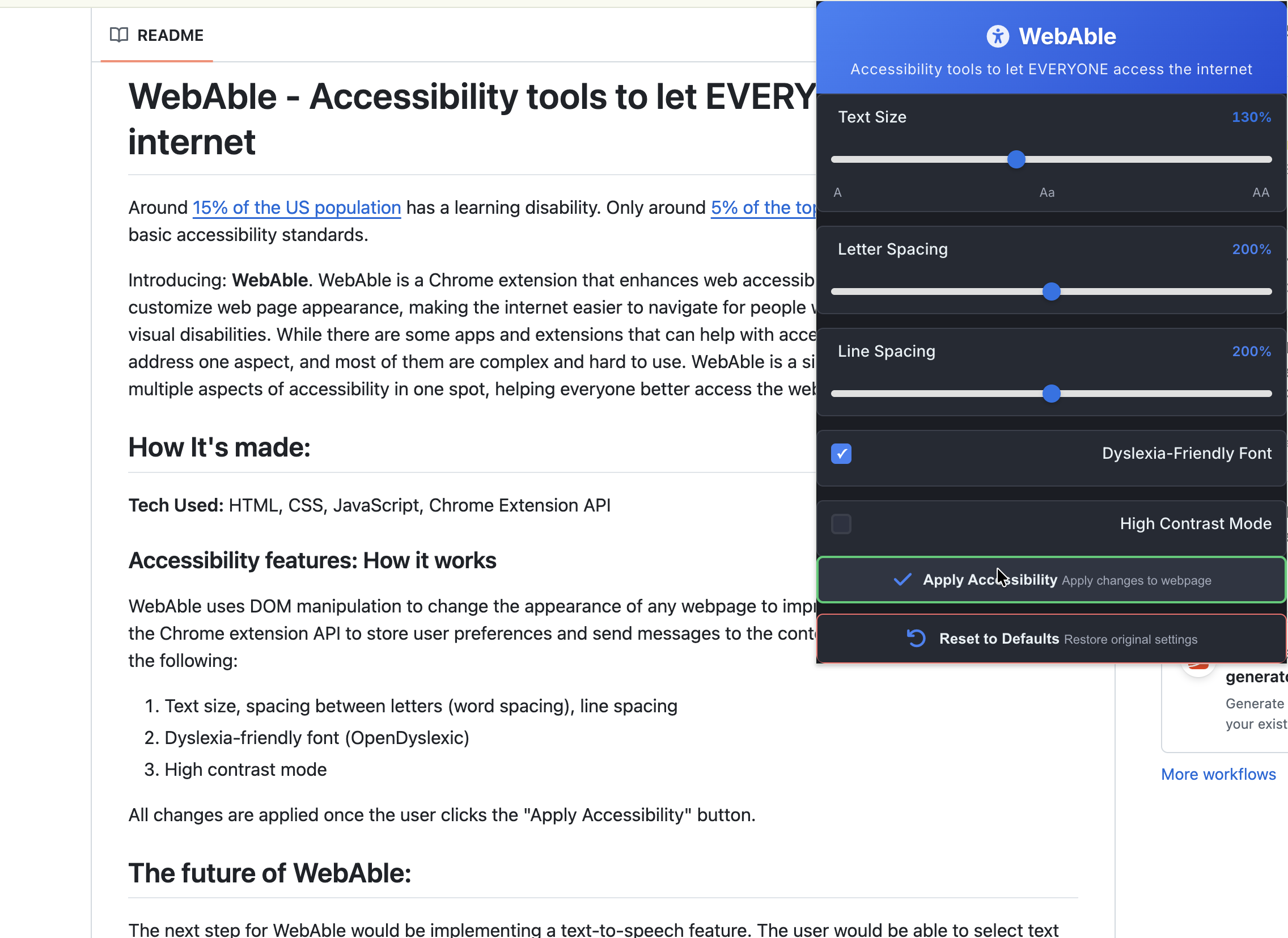 WebAble extension before DOM manipulation